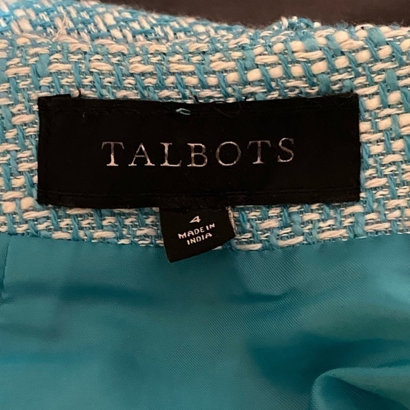 TALBOTS teal and White size 4 pencil skirt vintage - Picture 3 of 9